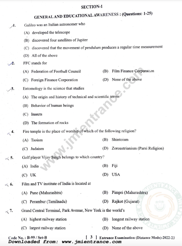 jamia-bed-distance-2022-entrance-question-paper